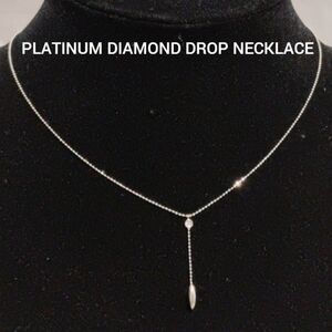 Platinum PT850 Hanging Diamond Bead 40cm Necklace